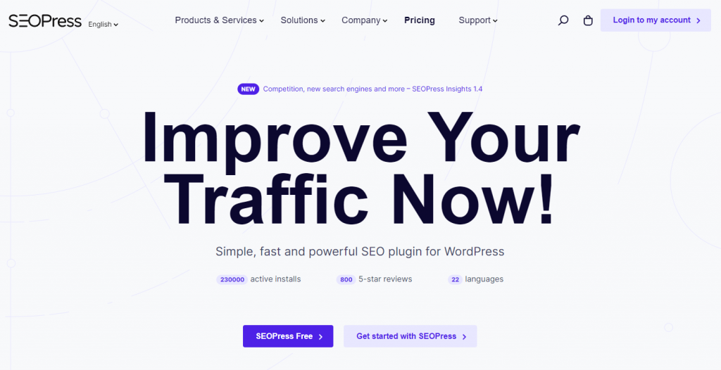 SEOPress homepage