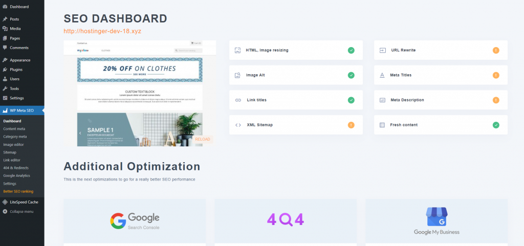 WP Meta SEO dashboard