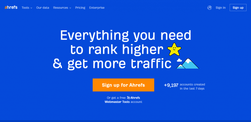 Ahrefs homepage