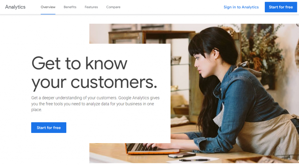 Google Analytics homepage