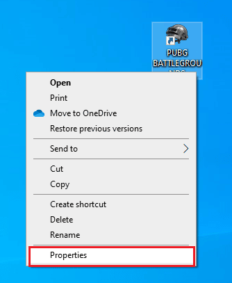 select Pubg properties