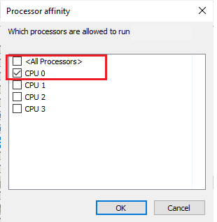 check the All Processors box again