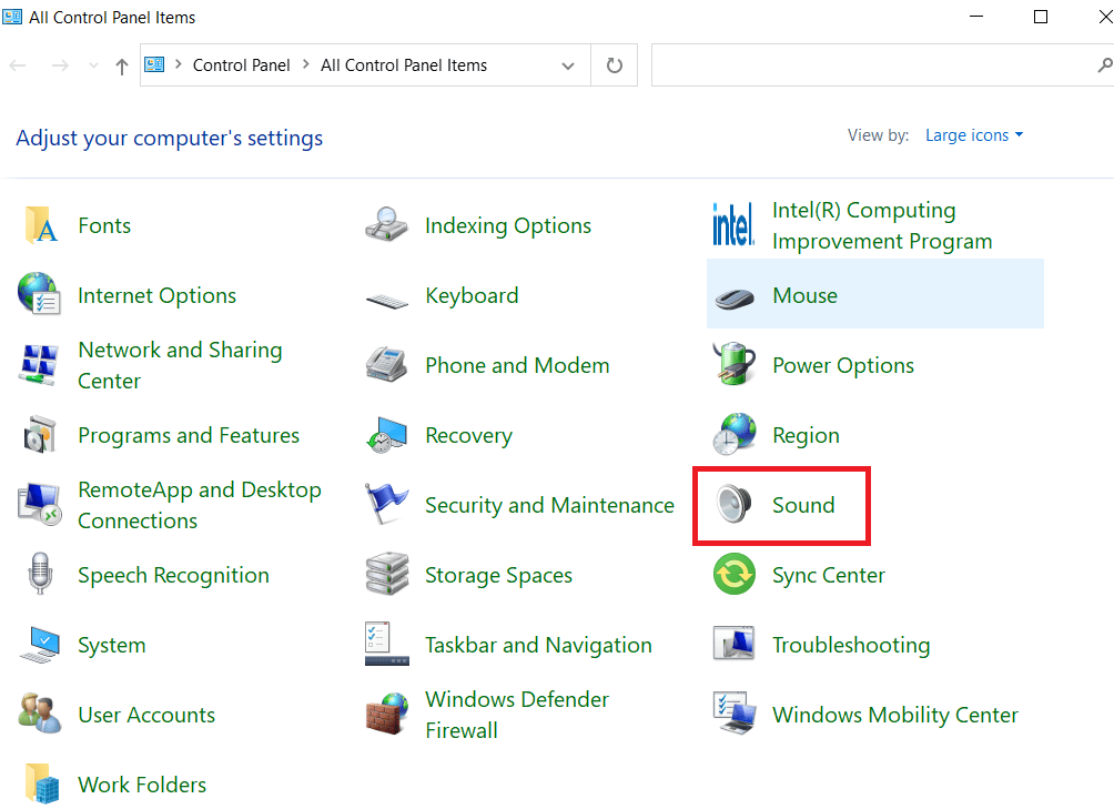 click on Sound setting