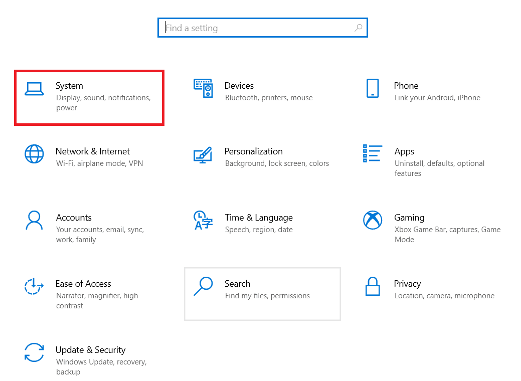 click on System setting
