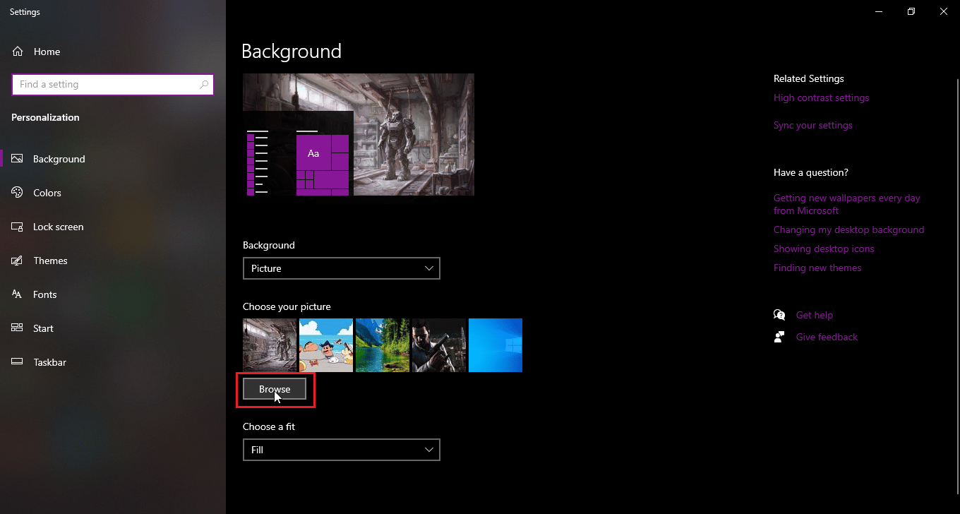click on browse to browse for a wallpaper. How to Rename file in Destination Directory