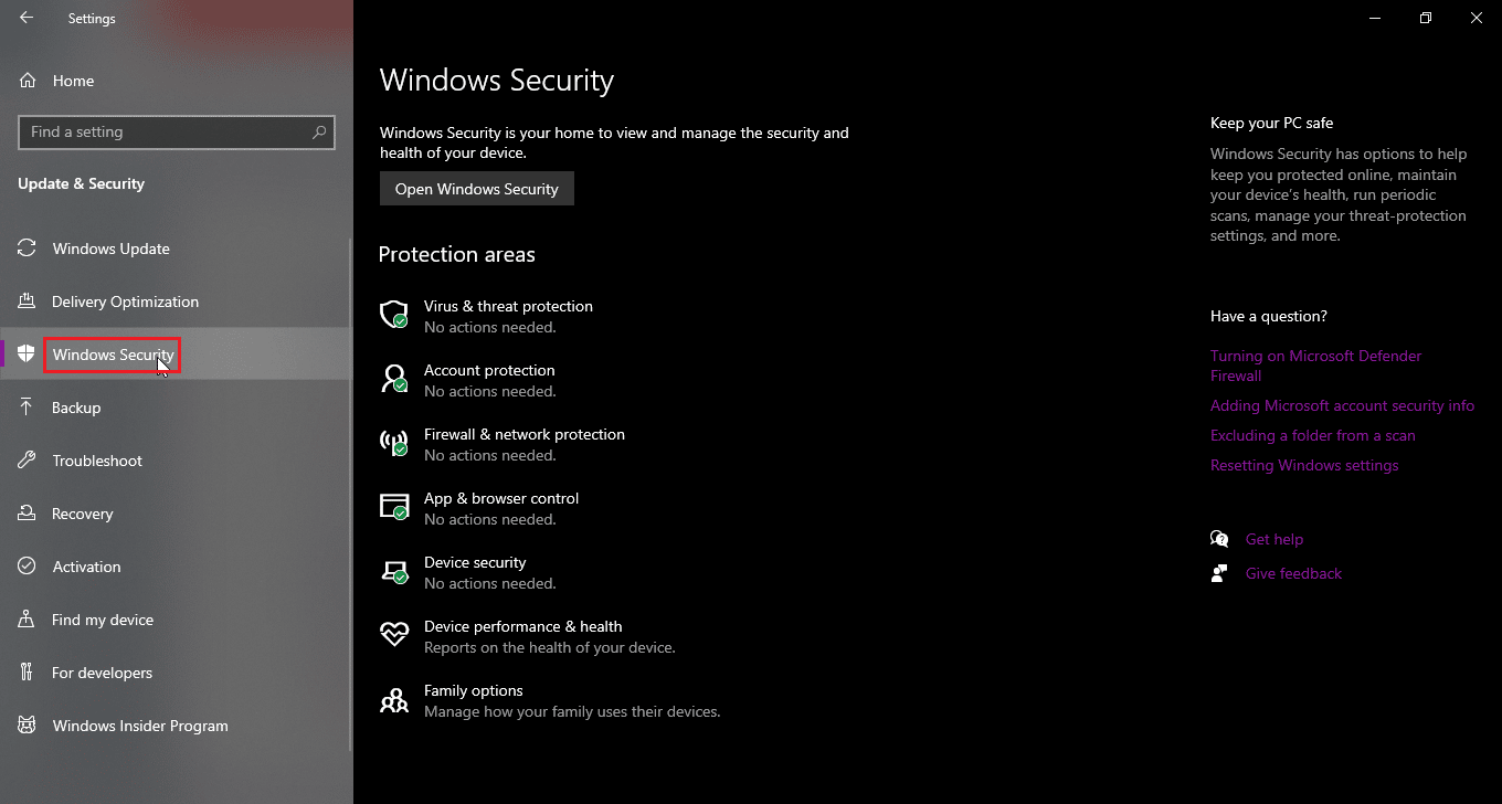 click on windows security. How to Rename file in Destination Directory