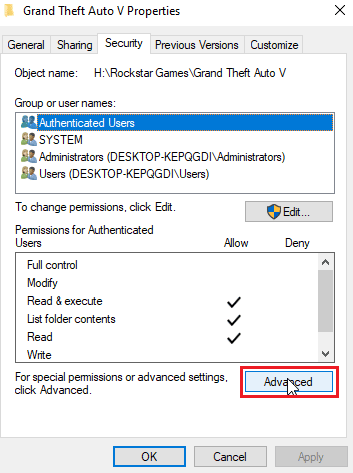 click on advanced. How to Rename file in Destination Directory