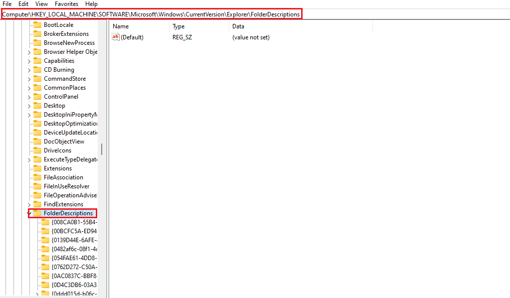 navigate to folder descriptions key folder