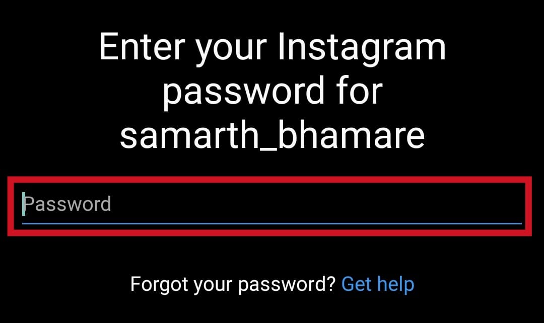 enter your Instagram password