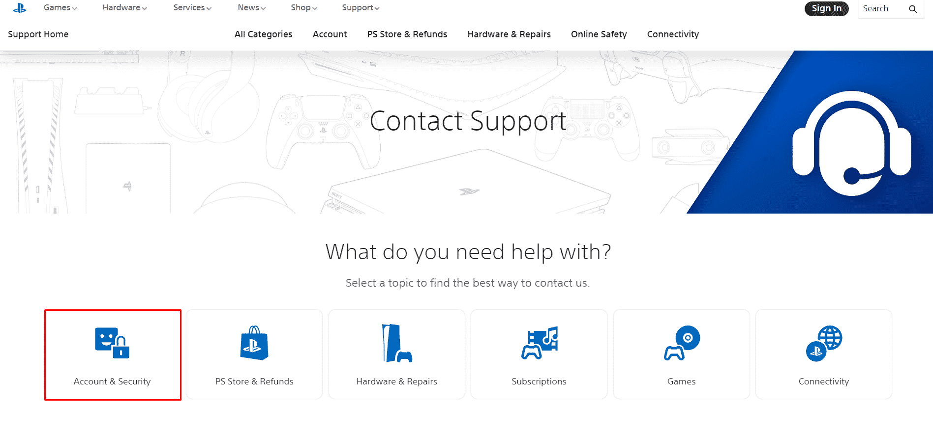 Select Account and Security | How to Unban PSN Account