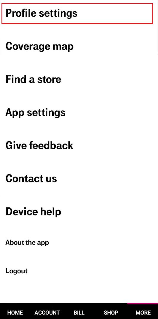 Tap on Profile settings