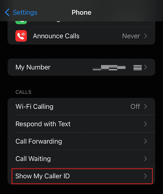 Tap on Show My Caller ID