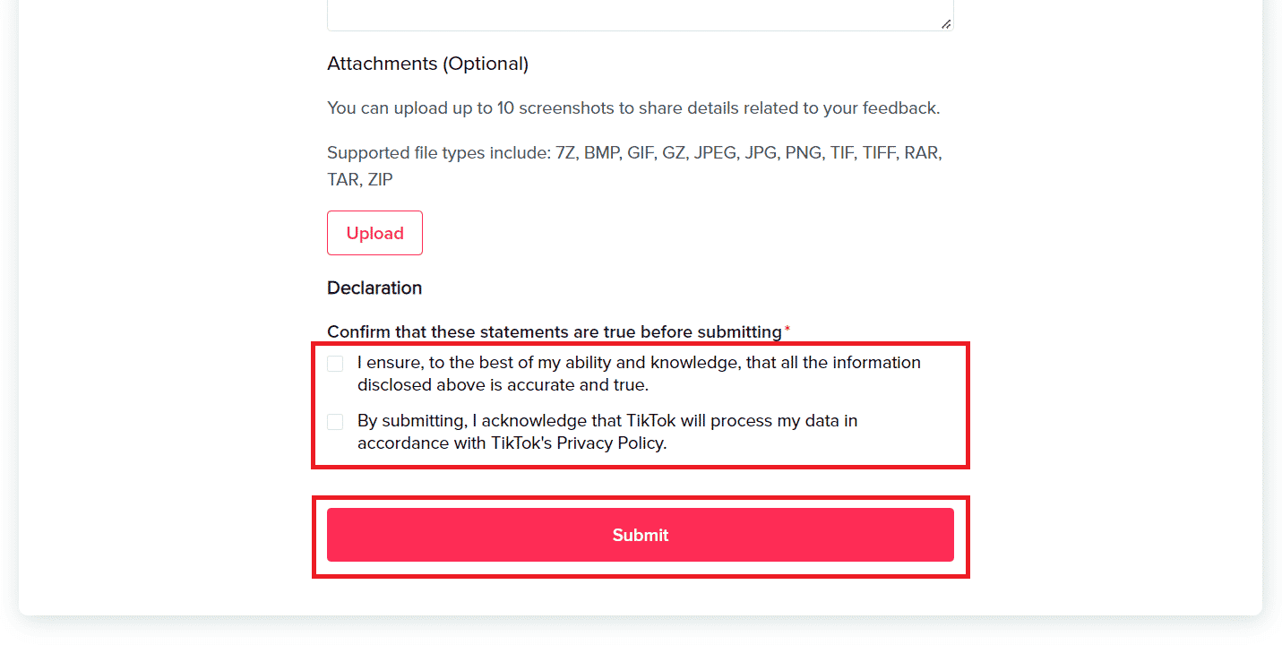 Check statement boxes to accept the terms and policies - Click on Submit