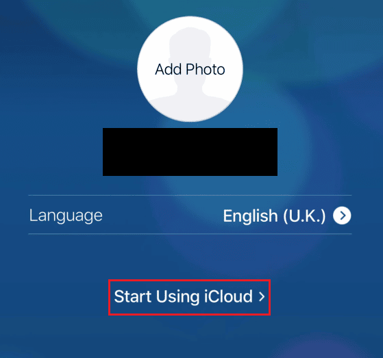 click on Start Using iCloud to get into your newly created iCloud account