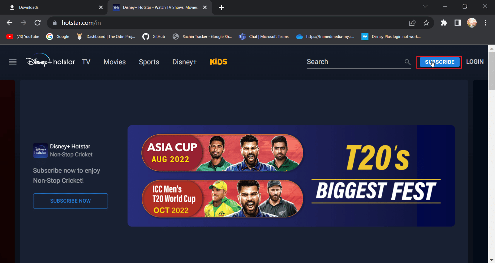 click on subscribe button. Fix Disney Plus Login Page Not Loading