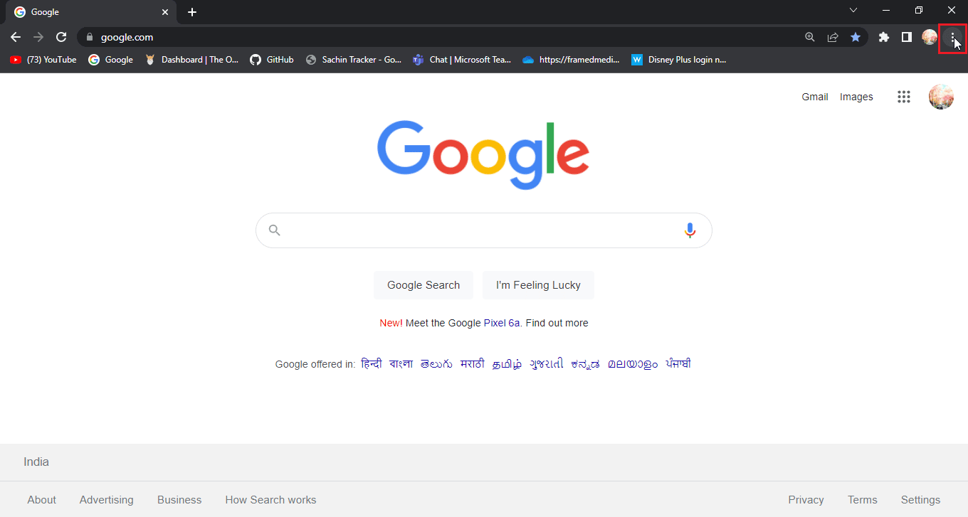 click on application menu