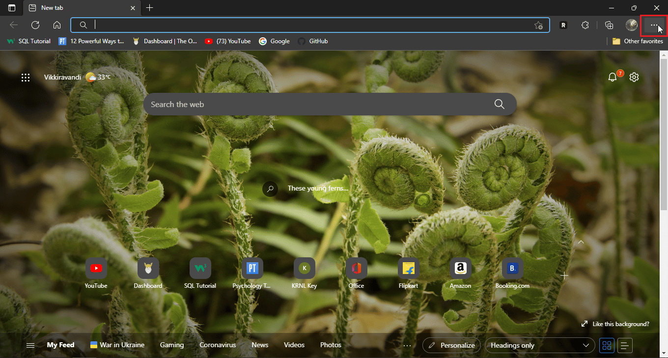 click on application menu