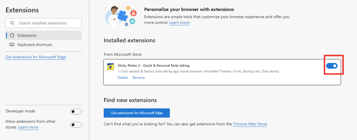toggle off the extension 