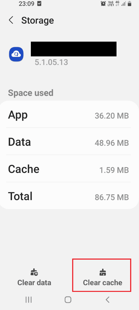 Tap on the Clear cache option