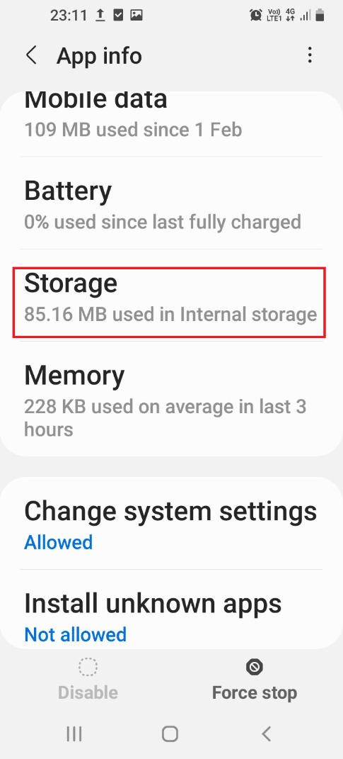 Tap on the Storage tab