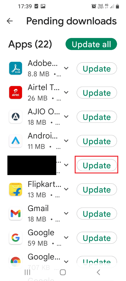 Tap on the Update button