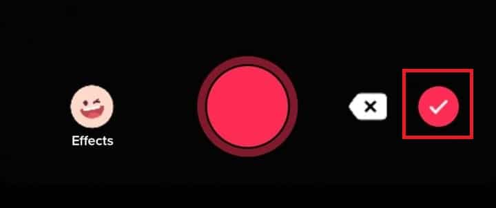 Tap on the red tick mark icon at the bottom right corner