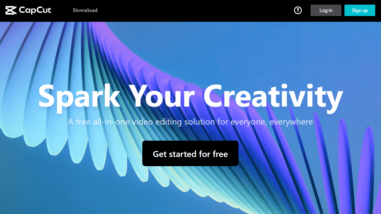 CapCut website homepage | How to Adjust Sound on TikTok