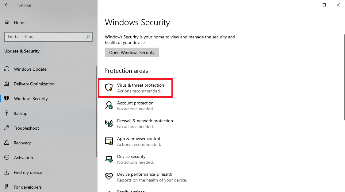click on virus and threat protection 