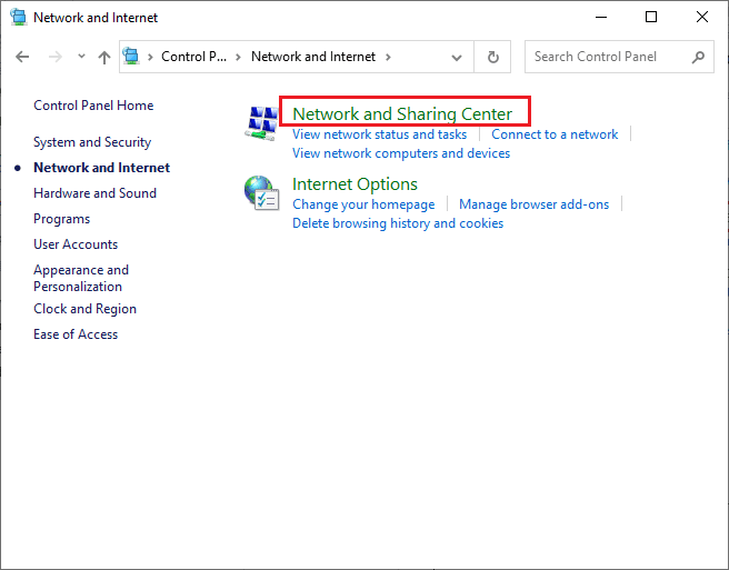 click on Network and Sharing Center 