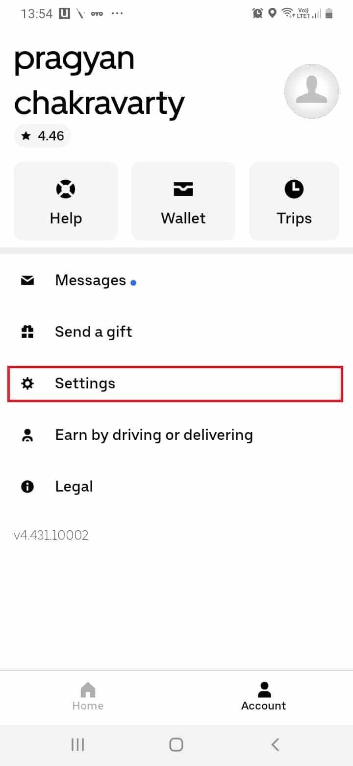 Tap on Settings