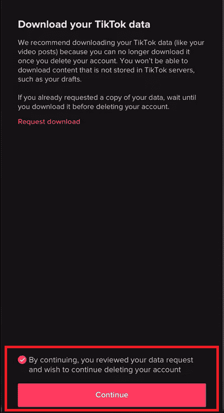 Select the radio button at the bottom to accept the terms and conditions and tap on Continue | How to Recover Hacked Musically Account