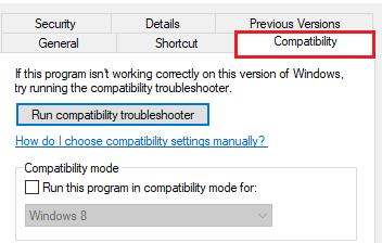 Click on Compatibility
