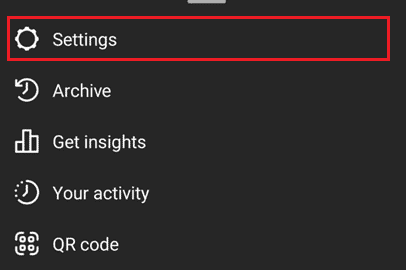 Choose the Settings option | How to Make Anonymous Instagram Account