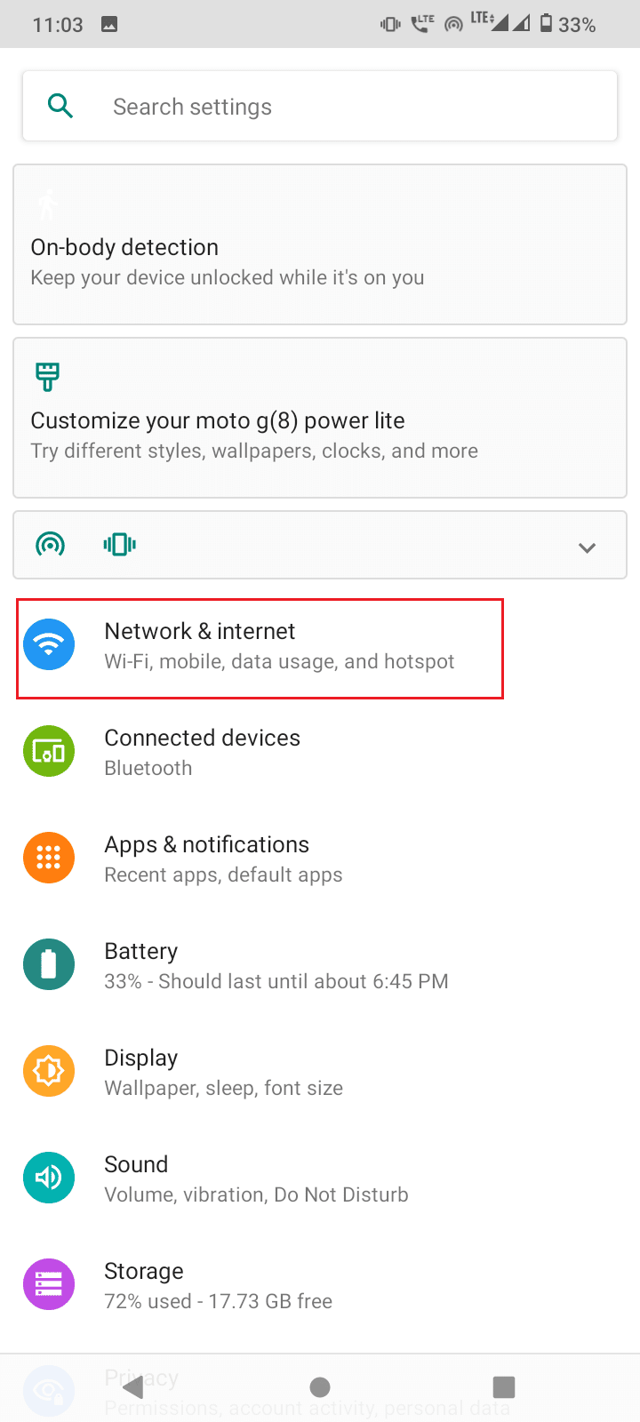tap on network and internet