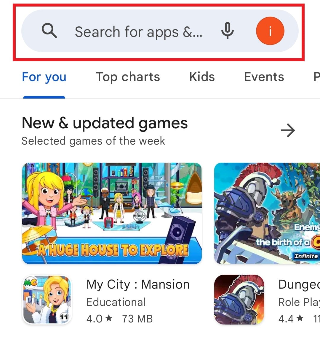 Tap on the search bar
