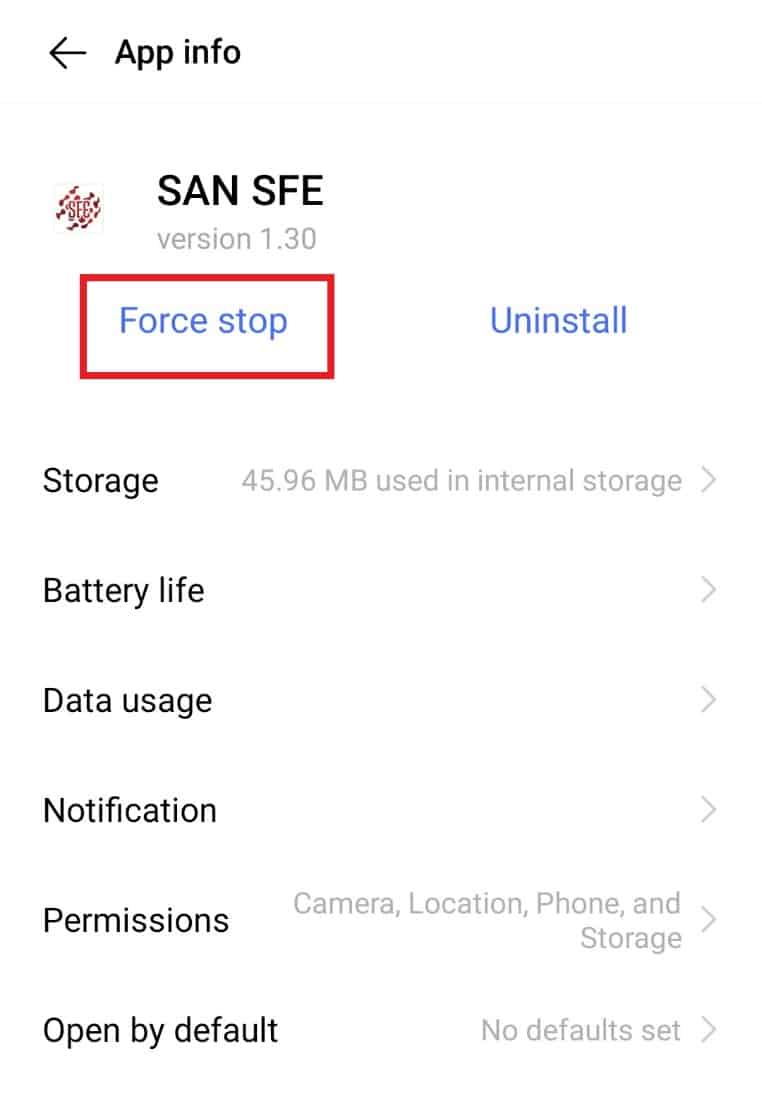 Tap on Force stop