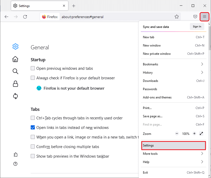 Settings option. Fix Netflix Error f7121 1331 P7 in Windows 10
