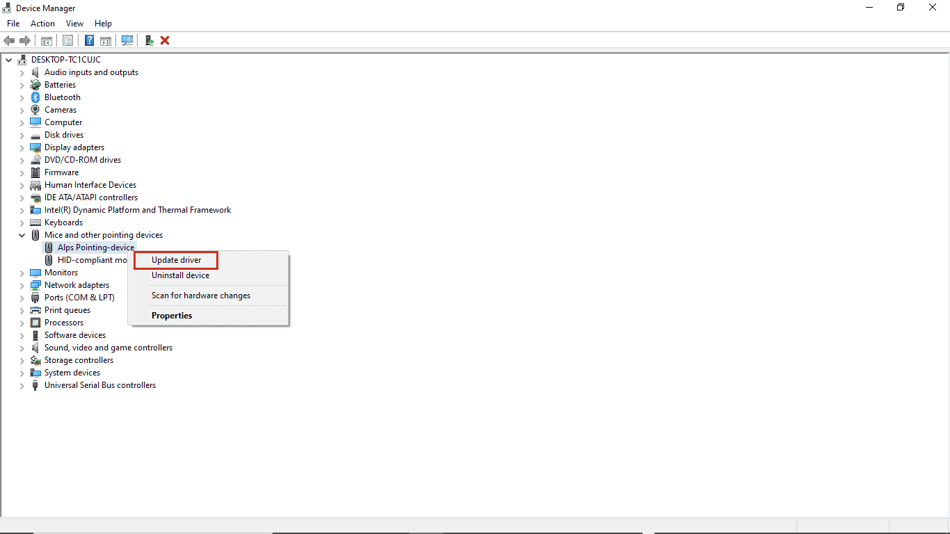 click on update driver. Fix Device Manager Power Management Issue