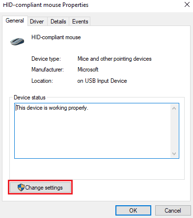 click on change settings