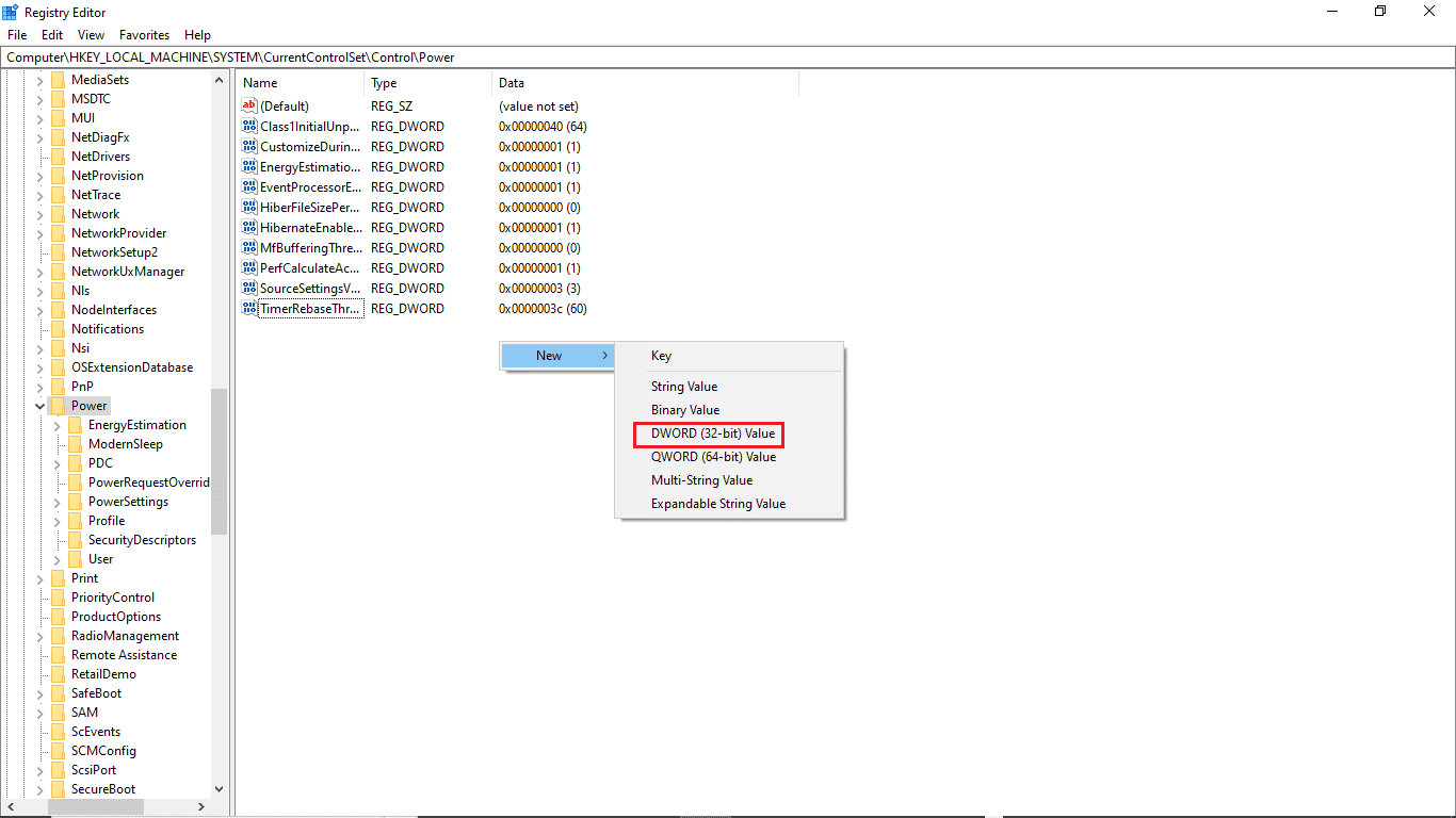 right click on the right panel click on new and select DWORD 32 BIT Value. Fix Device Manager Power Management Issue