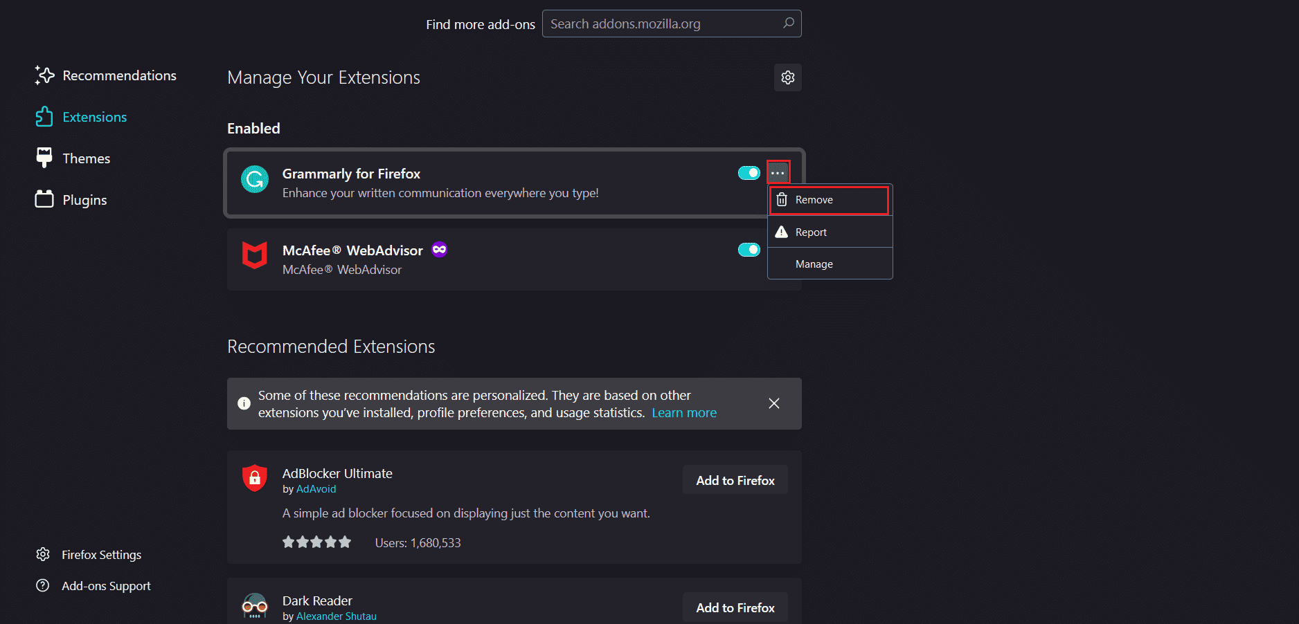 remove extensions. Fix Unable to save changes on FB Issue
