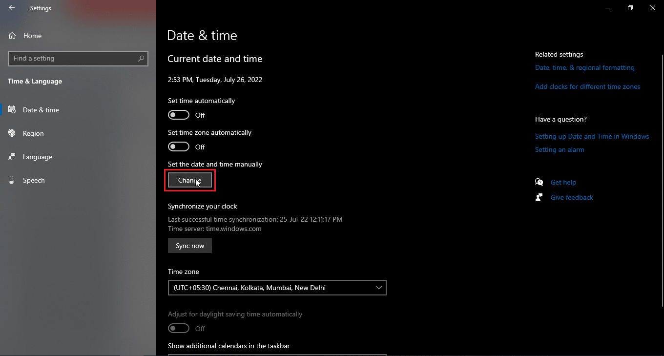 click on the Change button below the Set the date and time manually option.. Why is my Facebook Not Updating