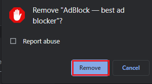 remove extension pop up google chrome