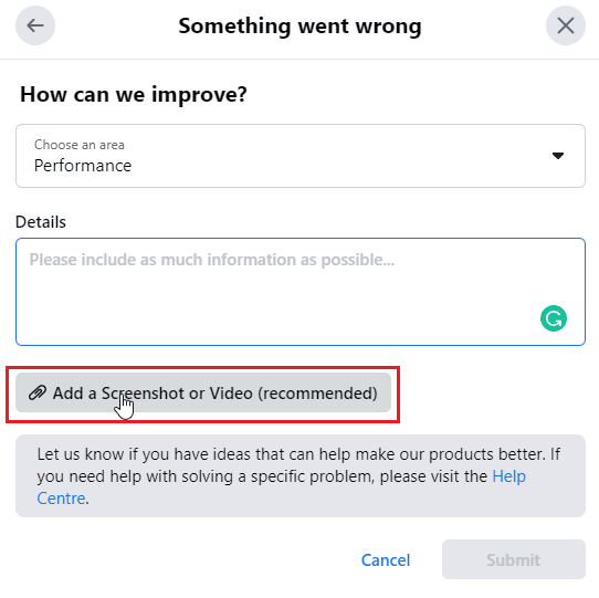 Click on Add a Screenshot or Video recommended. Why is my Facebook Not Updating