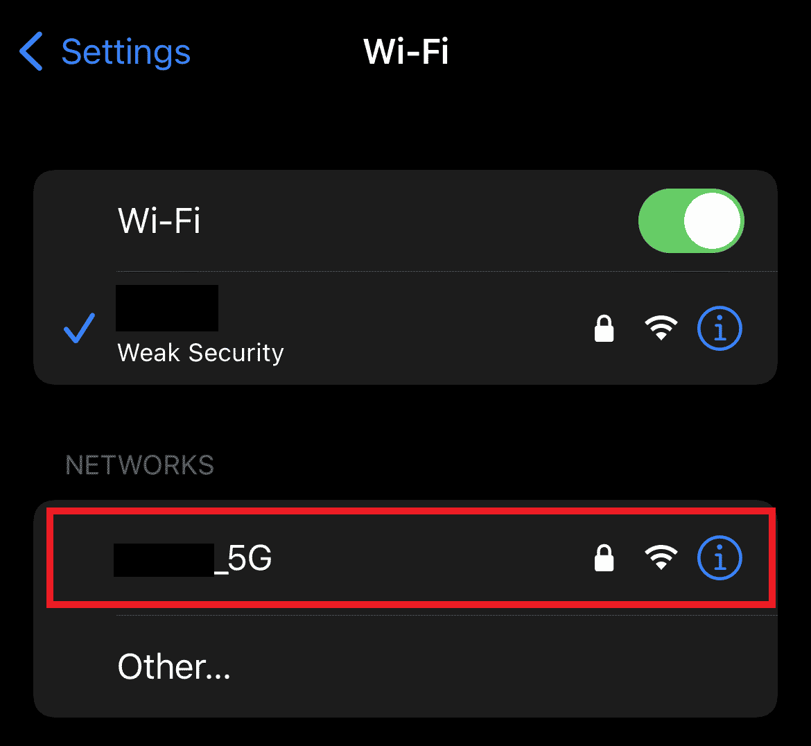 Tap on a new connection 
