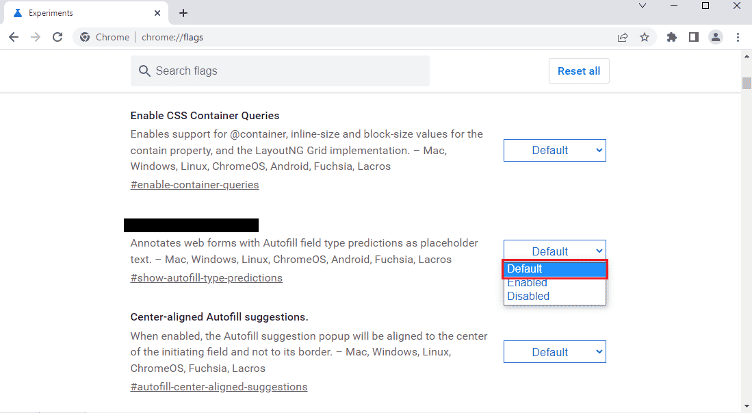Click on the dropdown menu in the Autoplay policy and click on the Default option