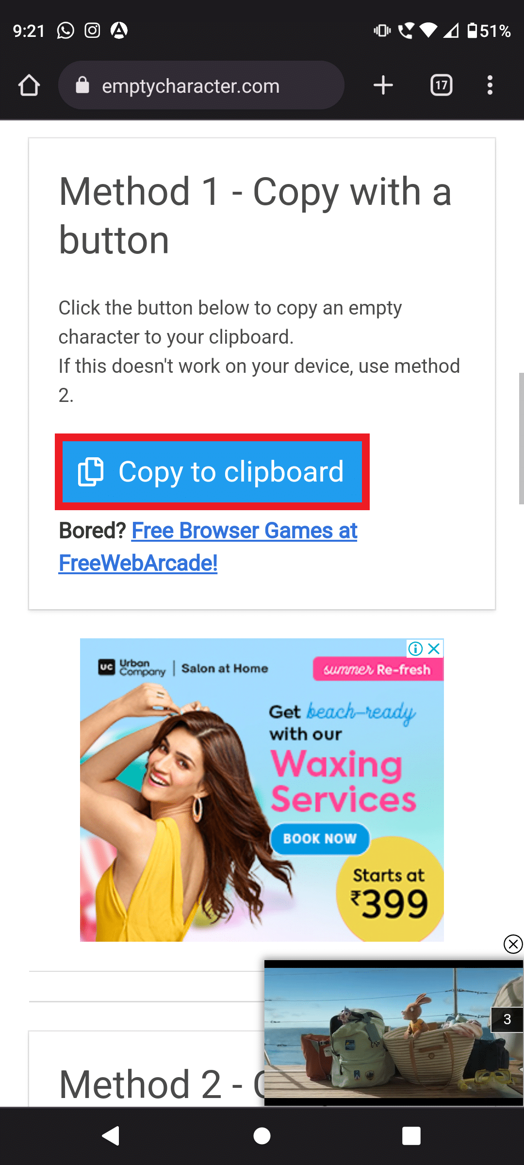 tap on Copy to clipboard. How to Send Blank Message on Instagram