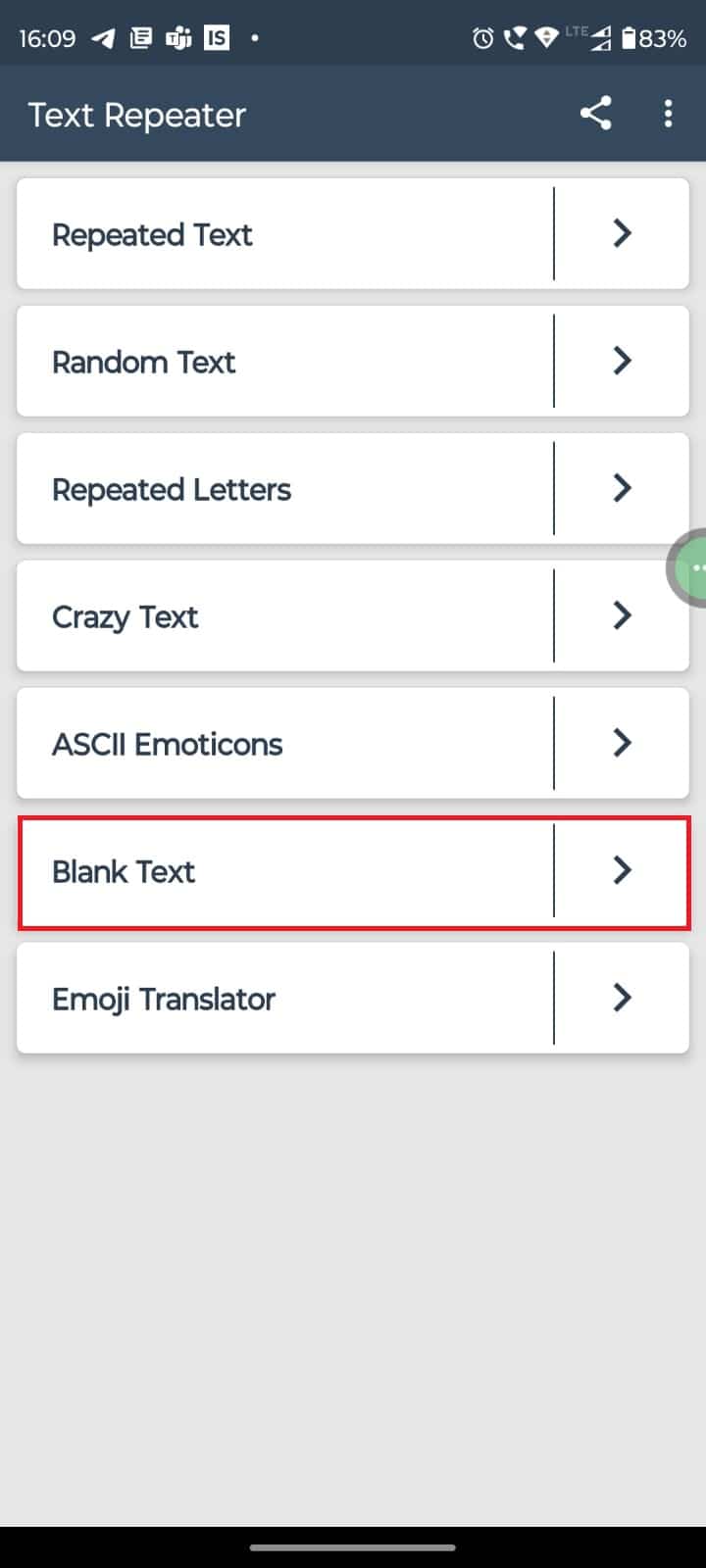 Select the Blank text option. How to Send Blank Message on Instagram