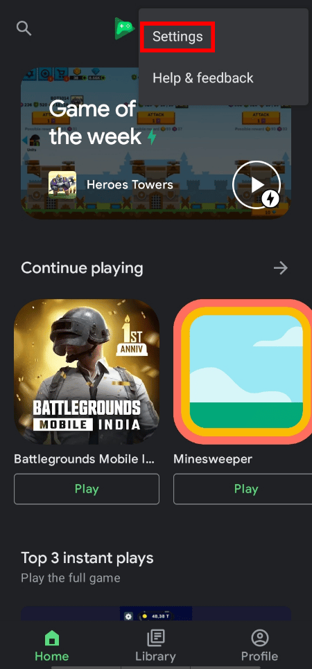 Tap on Settings
