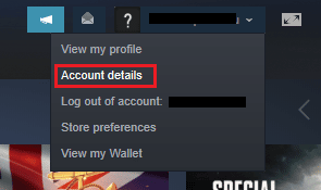 Select Account details. How to View Steam Purchasing History